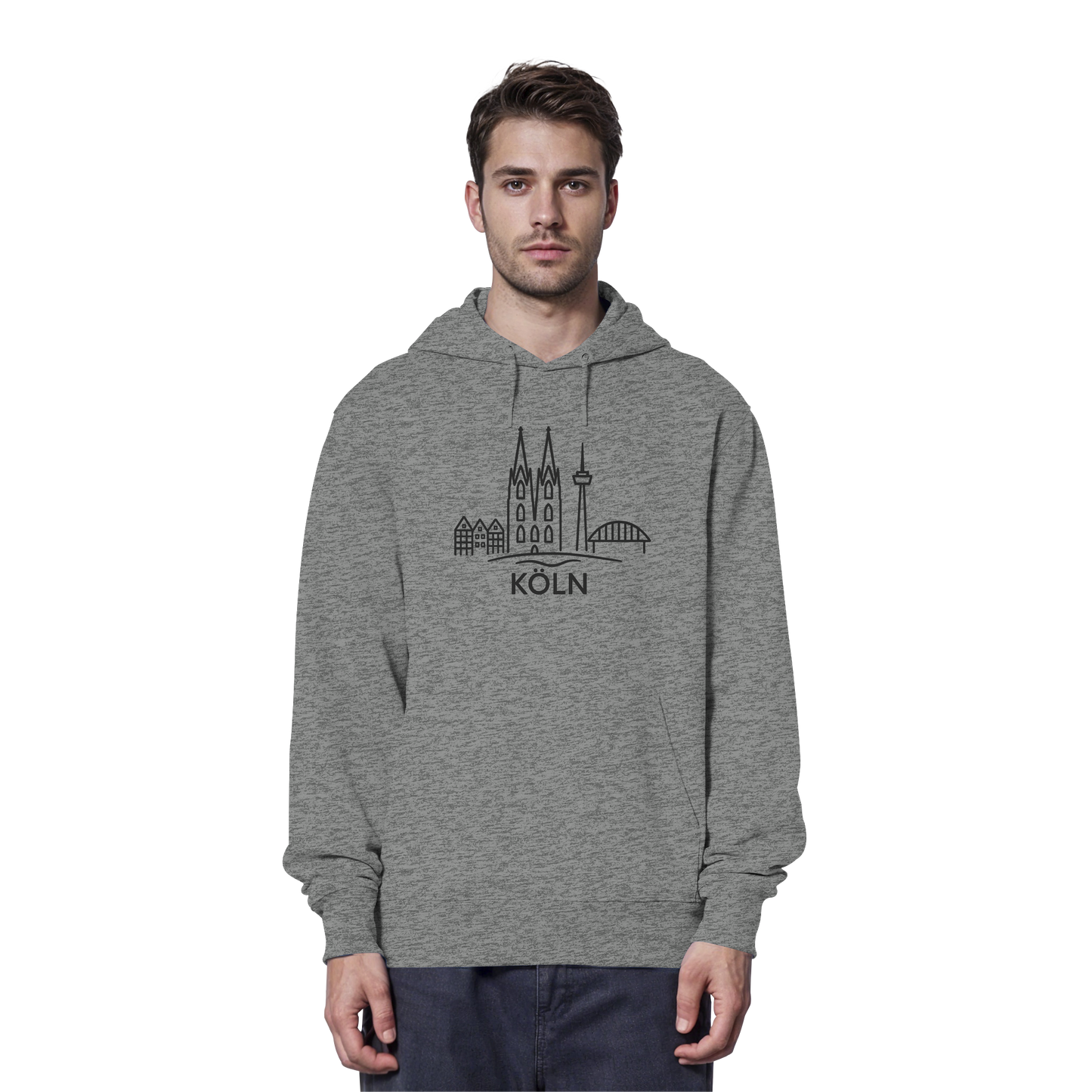 Köln Skyline (großer Druck auf der Brust) - Organic Hoodie
