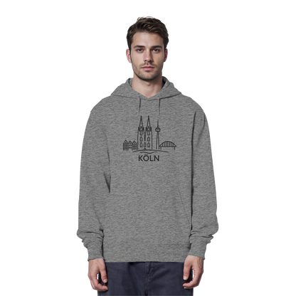 Köln Skyline (großer Druck auf der Brust) - Organic Hoodie