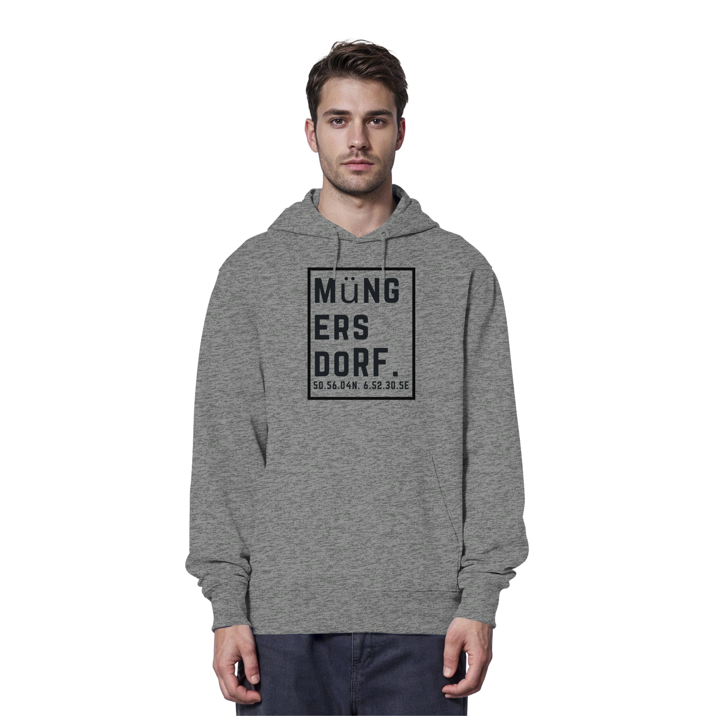 Müngersdorf Koordinaten (großer Druck auf der Brust) - Organic Hoodie