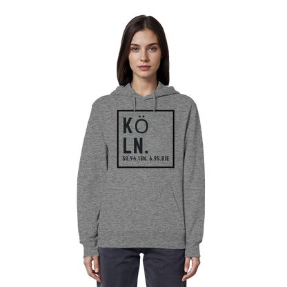 Köln Koordinaten (großer Druck auf der Brust) - Organic Hoodie