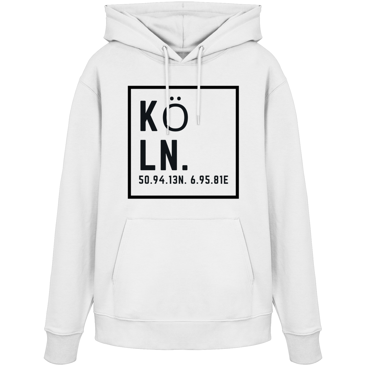 Köln Koordinaten (großer Druck auf der Brust) - Organic Hoodie
