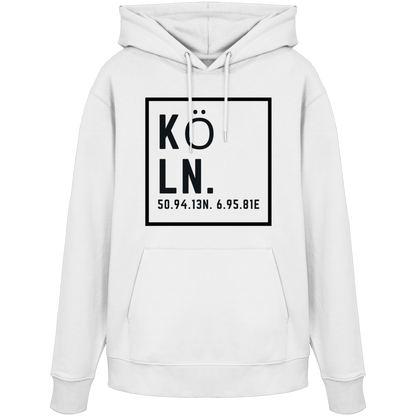 Köln Koordinaten (großer Druck auf der Brust) - Organic Hoodie