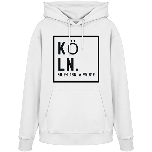 Köln Koordinaten (großer Druck auf der Brust) - Organic Hoodie