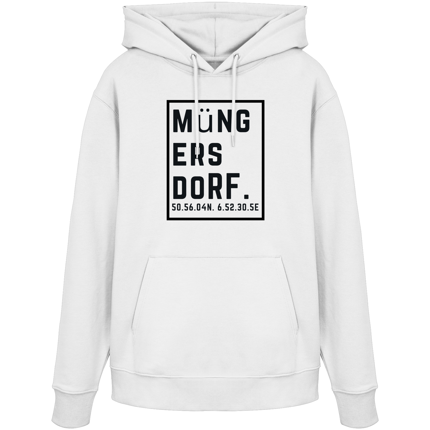 Müngersdorf Koordinaten (großer Druck auf der Brust) - Organic Hoodie