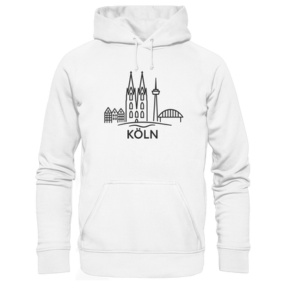 Köln Skyline (großer Druck auf der Brust) - Organic Hoodie