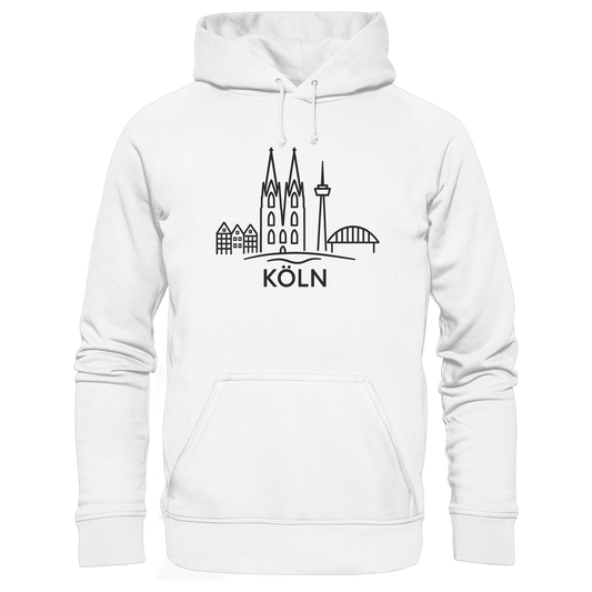 Köln Skyline (großer Druck auf der Brust) - Organic Hoodie