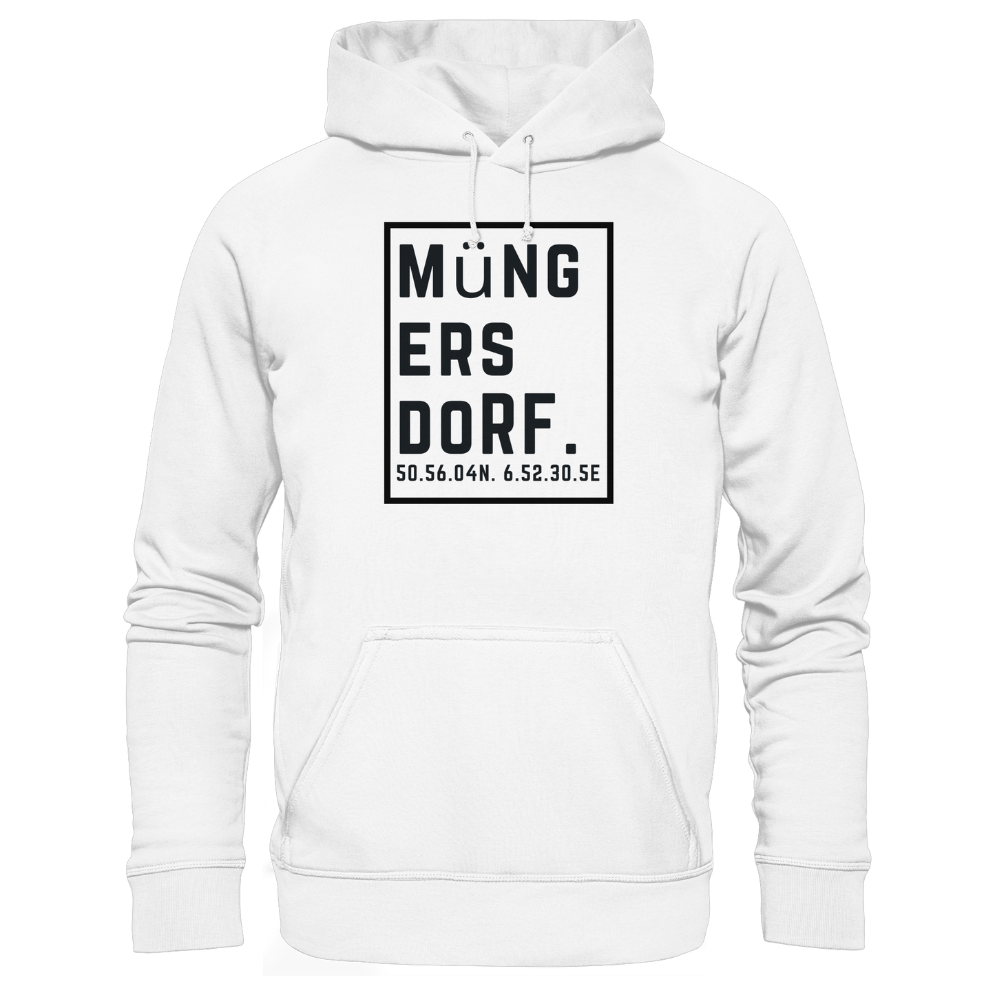 Müngersdorf Koordinaten (großer Druck auf der Brust) - Organic Hoodie