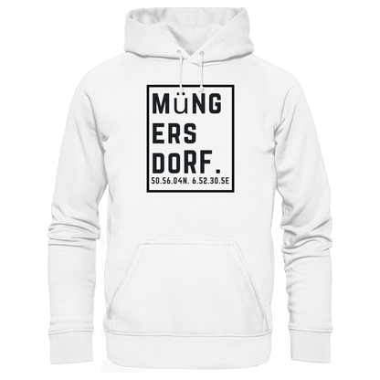 Müngersdorf Koordinaten (großer Druck auf der Brust) - Organic Hoodie