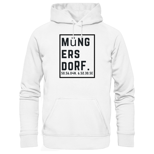 Müngersdorf Koordinaten (großer Druck auf der Brust) - Organic Hoodie