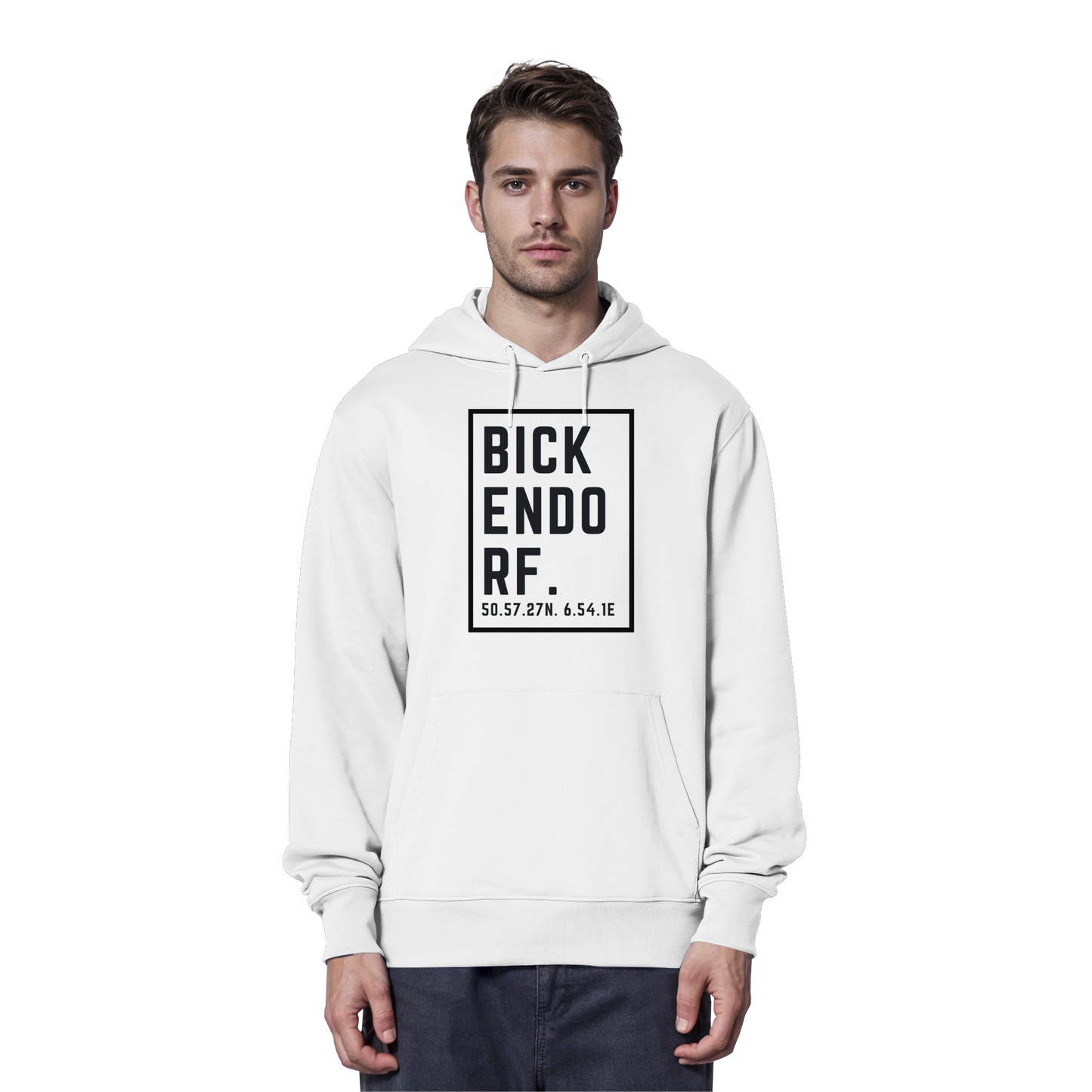 Bickendorf Koordinaten (großer Druck auf der Brust) - Organic Hoodie