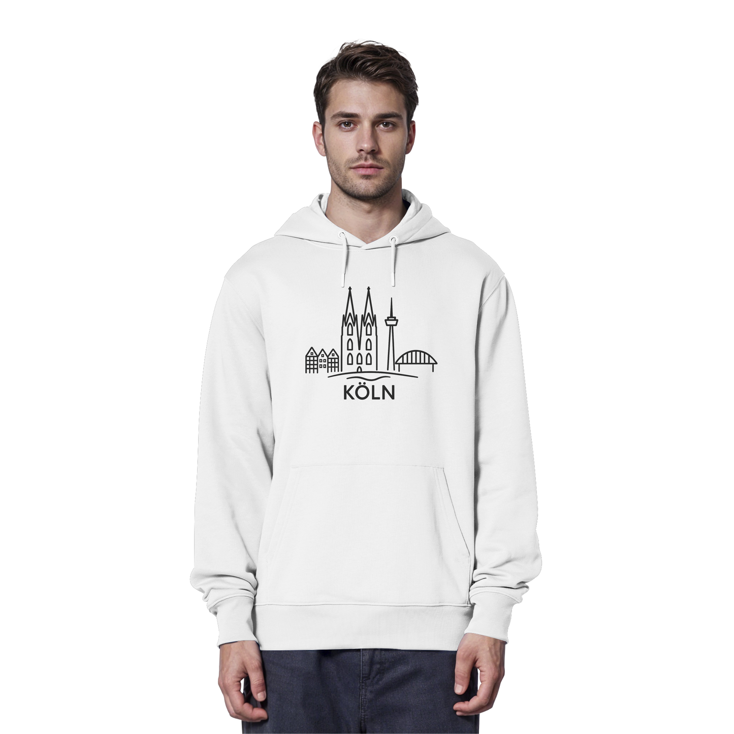 Köln Skyline (großer Druck auf der Brust) - Organic Hoodie