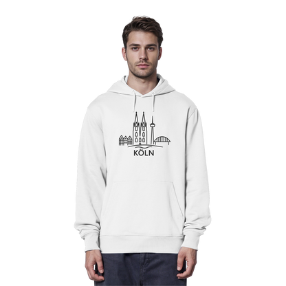 Köln Skyline (großer Druck auf der Brust) - Organic Hoodie