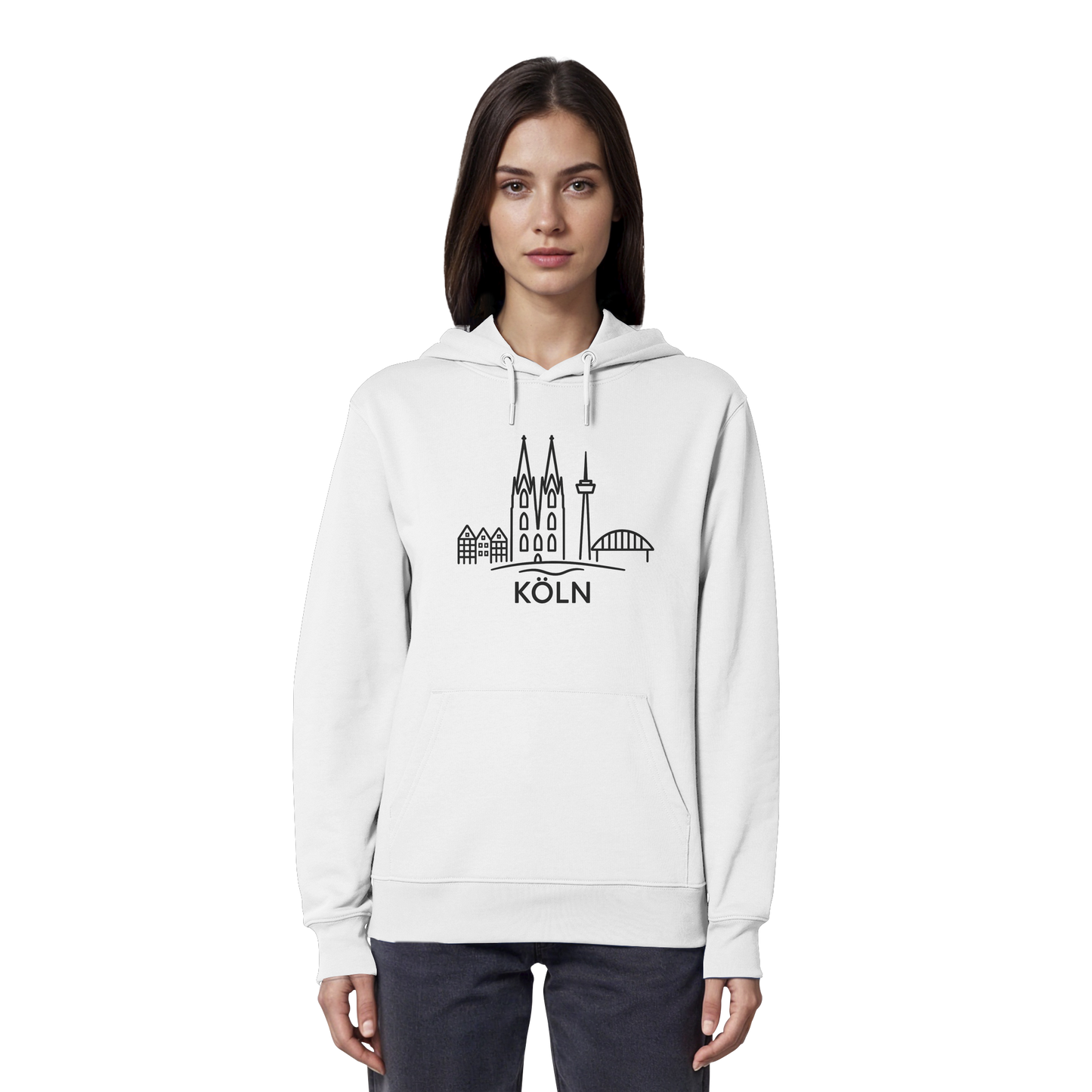 Köln Skyline (großer Druck auf der Brust) - Organic Hoodie
