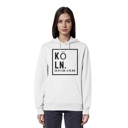 Köln Koordinaten (großer Druck auf der Brust) - Organic Hoodie