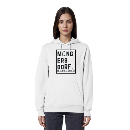 Müngersdorf Koordinaten (großer Druck auf der Brust) - Organic Hoodie