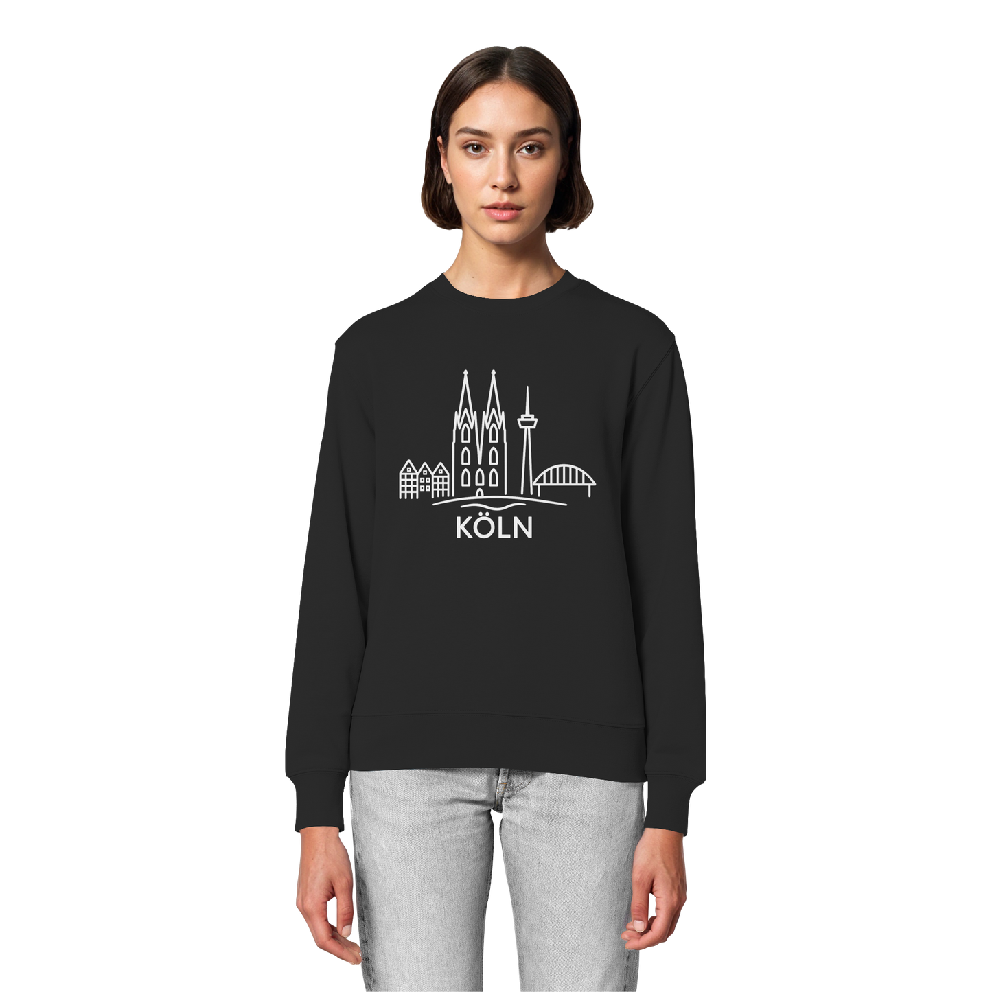 Köln Skyline (großer Druck auf der Brust) - Organic Lightweight Sweatshirt