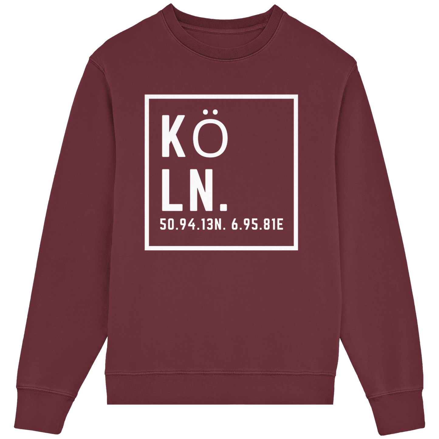 Köln Koordinaten (großer Druck auf der Brust) - Organic Lightweight Sweatshirt