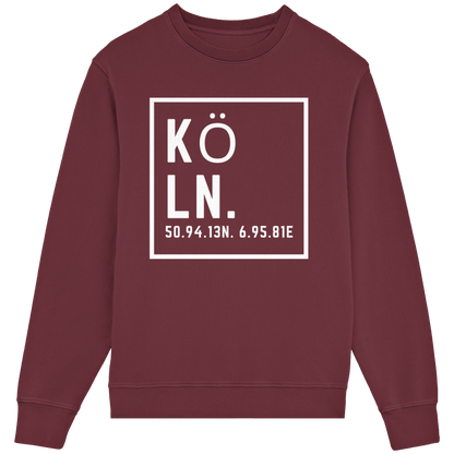 Köln Koordinaten (großer Druck auf der Brust) - Organic Lightweight Sweatshirt