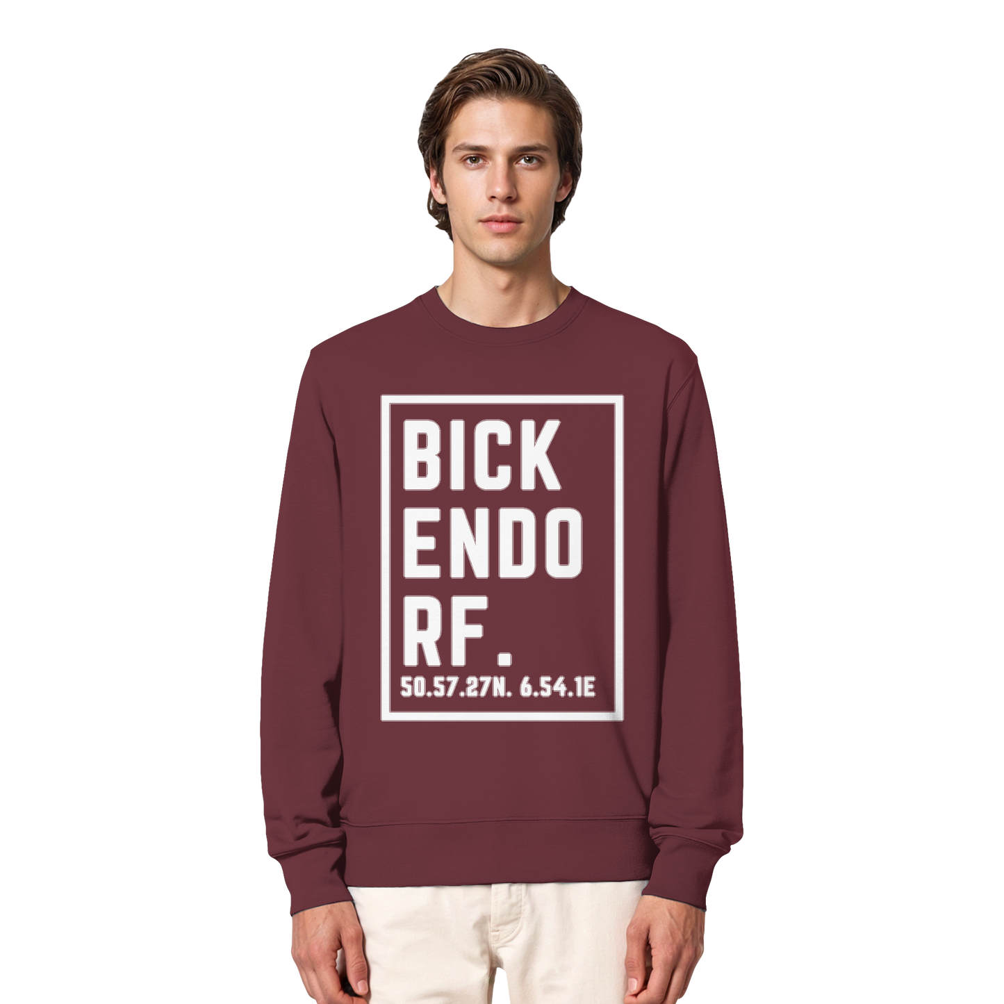 Bickendorf Koordinaten (großer Druck auf der Brust) - Organic Lightweight Sweatshirt