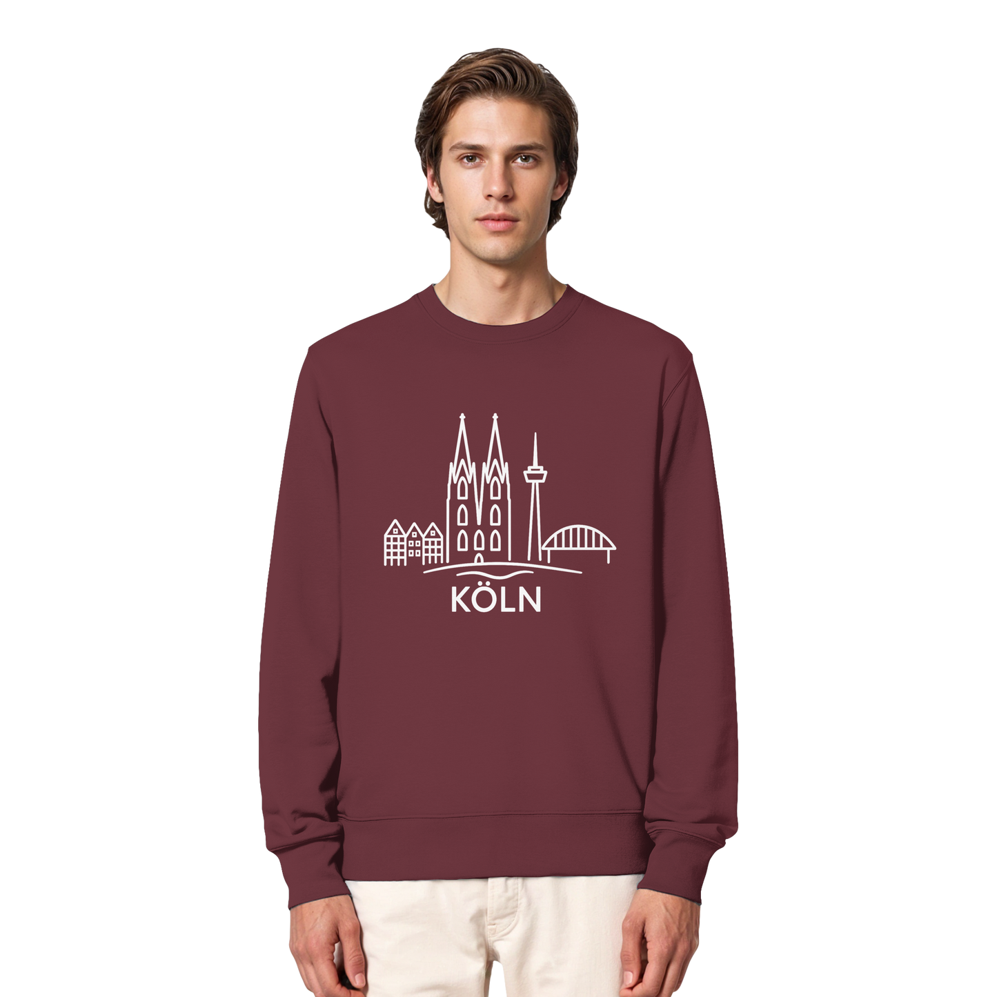 Köln Skyline (großer Druck auf der Brust) - Organic Lightweight Sweatshirt