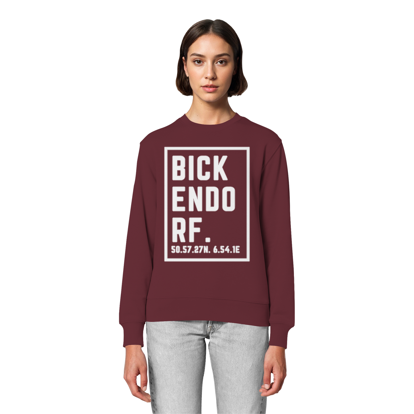 Bickendorf Koordinaten (großer Druck auf der Brust) - Organic Lightweight Sweatshirt