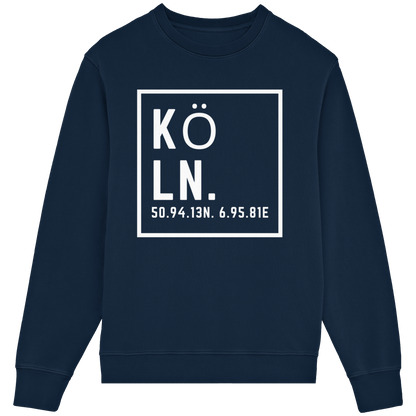 Köln Koordinaten (großer Druck auf der Brust) - Organic Lightweight Sweatshirt