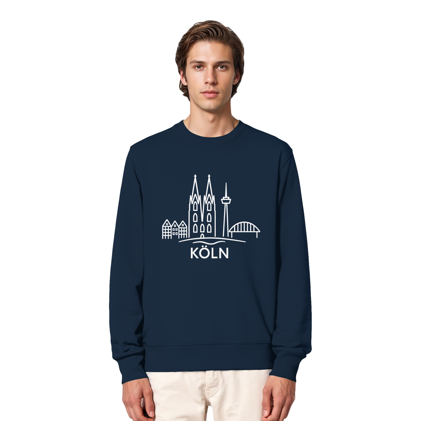 Köln Skyline (großer Druck auf der Brust) - Organic Lightweight Sweatshirt