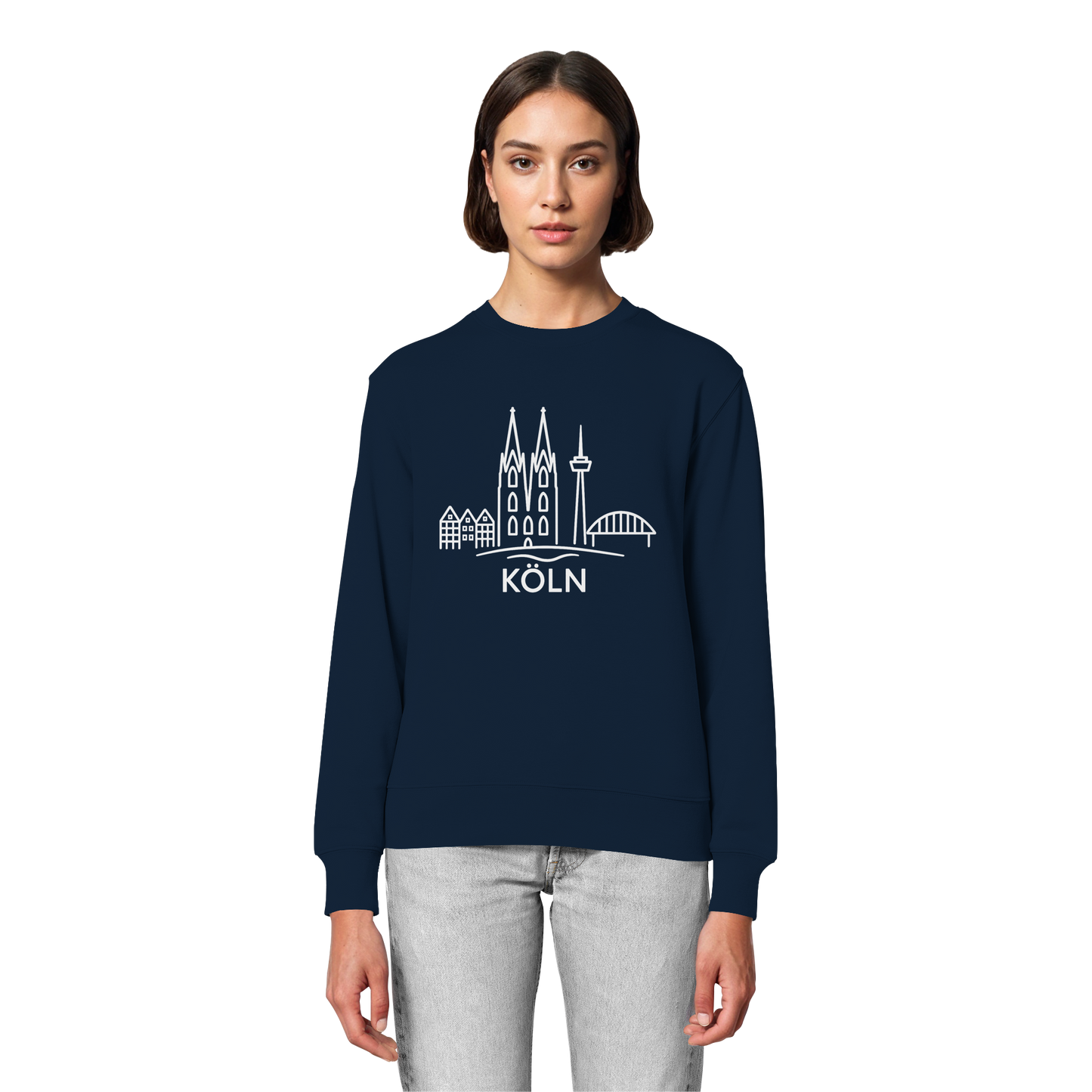 Köln Skyline (großer Druck auf der Brust) - Organic Lightweight Sweatshirt