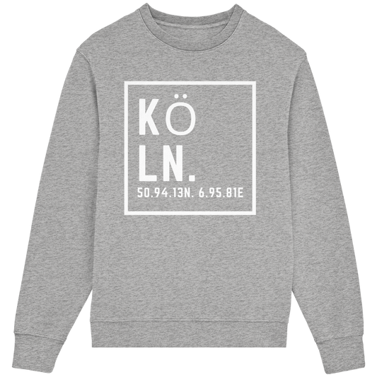 Köln Koordinaten (großer Druck auf der Brust) - Organic Lightweight Sweatshirt