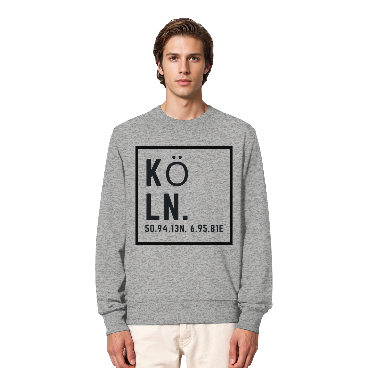 Köln Koordinaten (großer Druck auf der Brust) - Organic Lightweight Sweatshirt