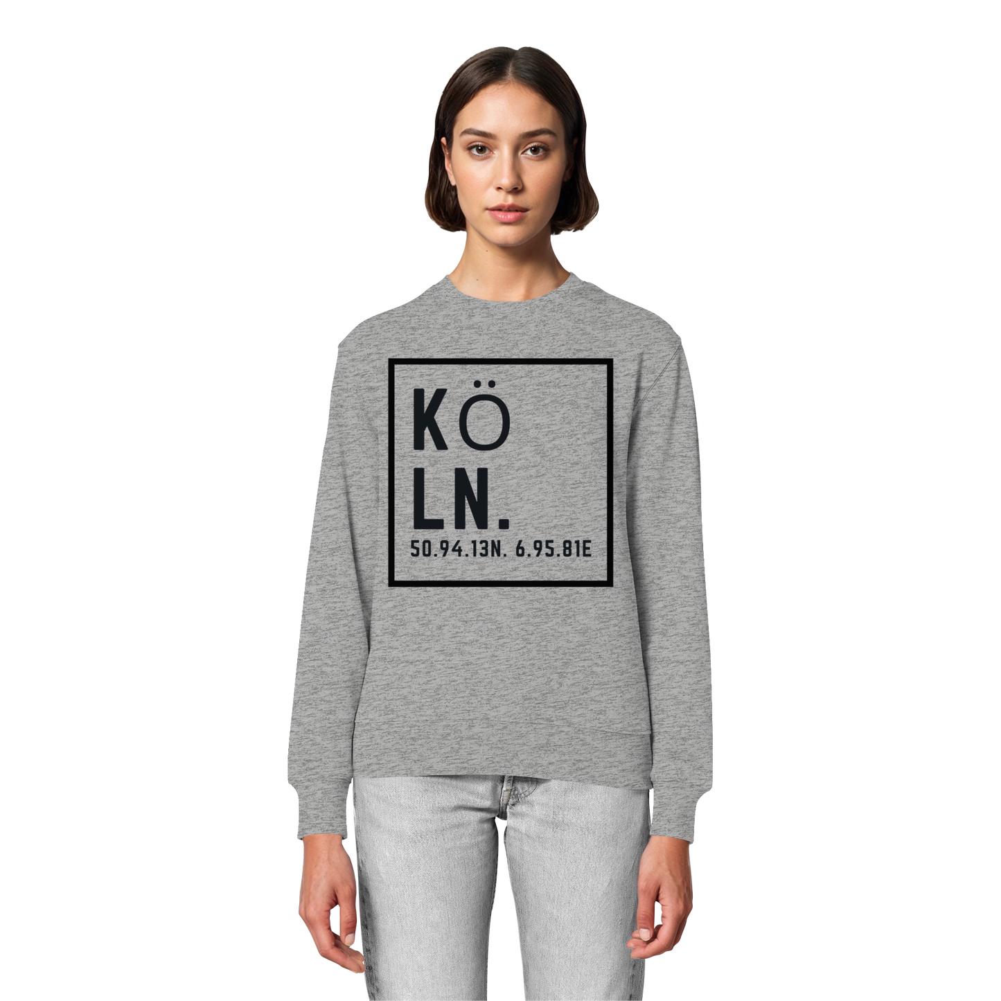 Köln Koordinaten (großer Druck auf der Brust) - Organic Lightweight Sweatshirt