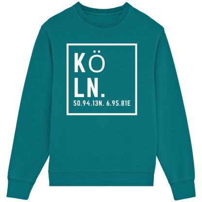 Köln Koordinaten (großer Druck auf der Brust) - Organic Lightweight Sweatshirt