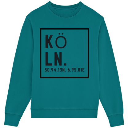 Köln Koordinaten (großer Druck auf der Brust) - Organic Lightweight Sweatshirt