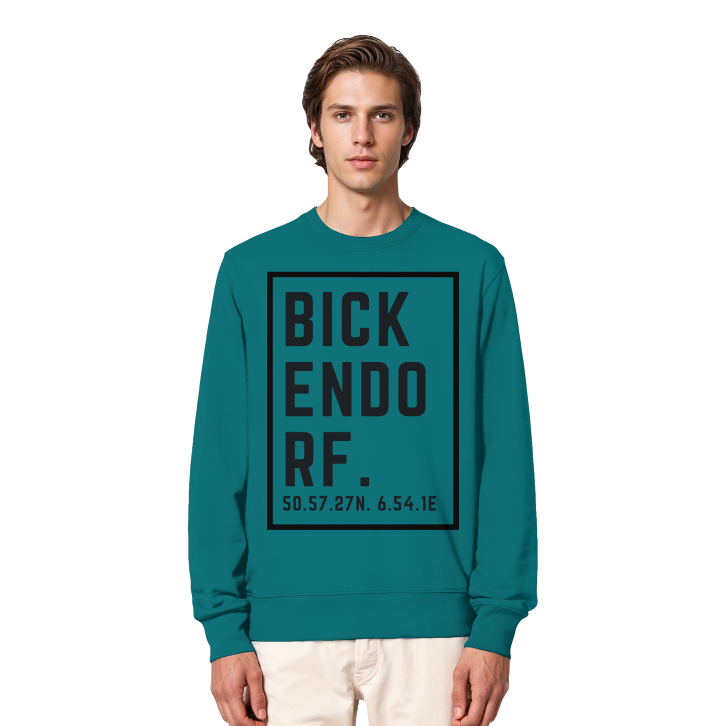 Bickendorf Koordinaten (großer Druck auf der Brust) - Organic Lightweight Sweatshirt