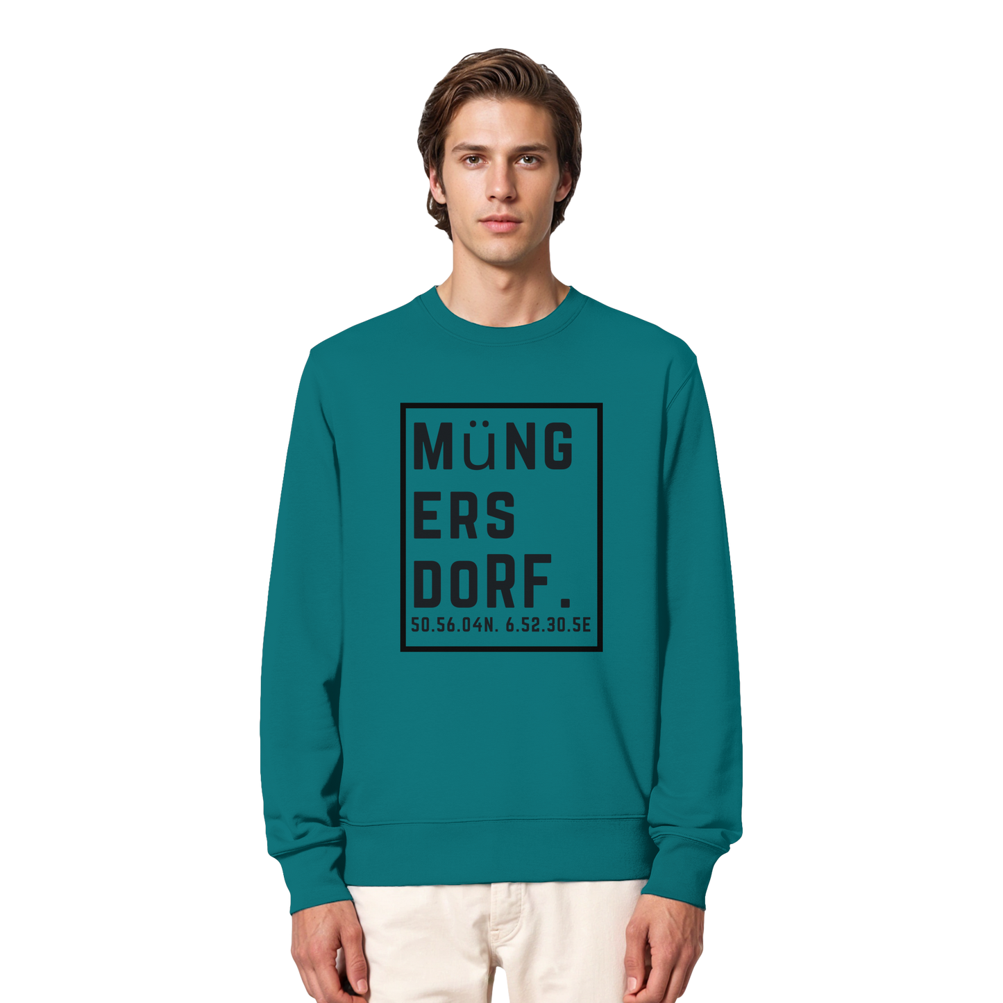 Müngersdorf Koordinaten (großer Druck auf der Brust) - Organic Lightweight Sweatshirt