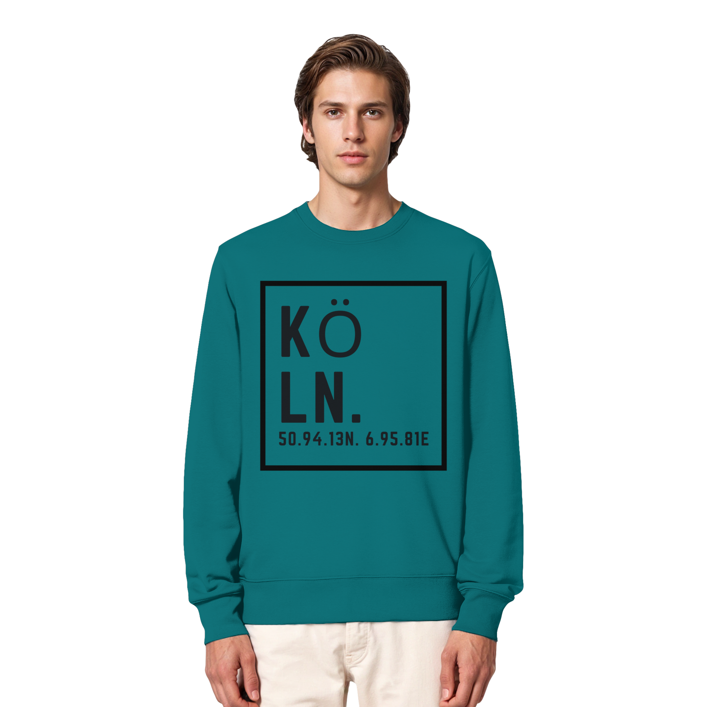 Köln Koordinaten (großer Druck auf der Brust) - Organic Lightweight Sweatshirt
