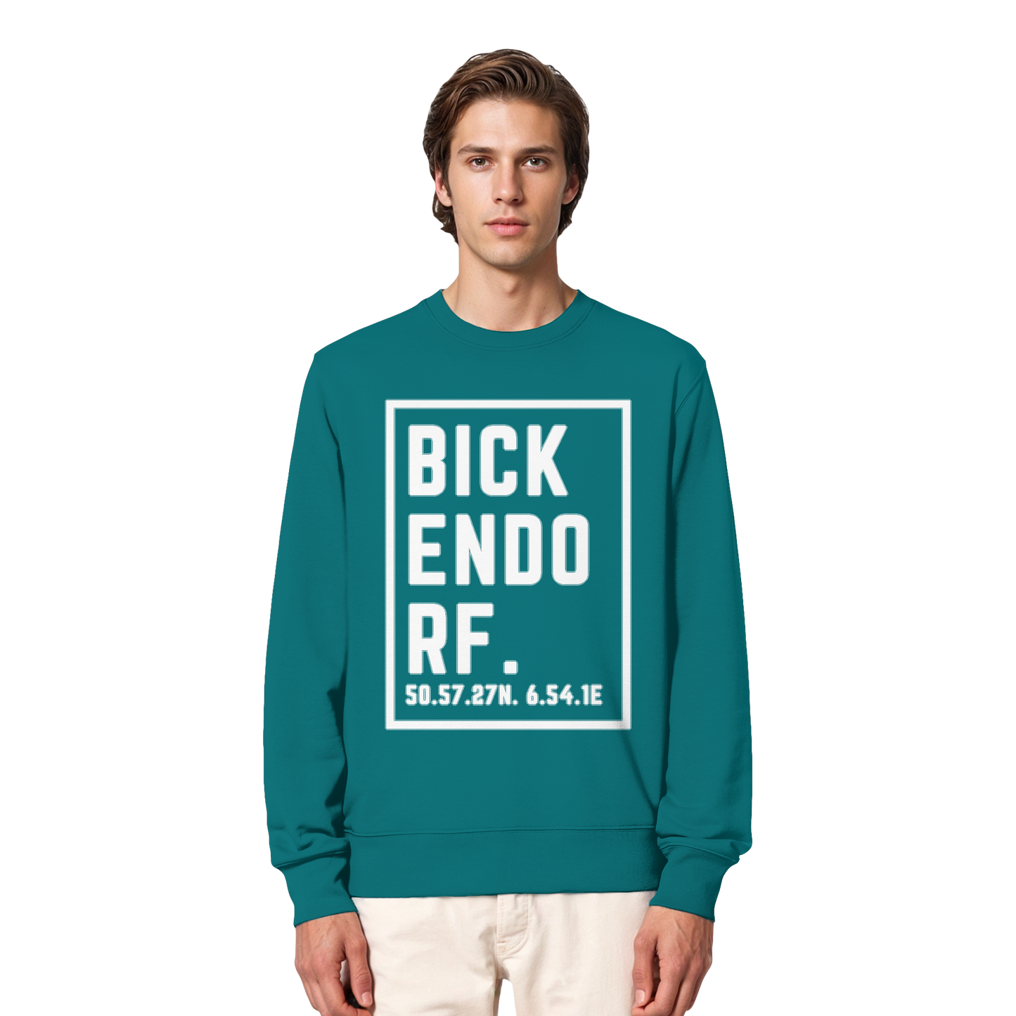 Bickendorf Koordinaten (großer Druck auf der Brust) - Organic Lightweight Sweatshirt