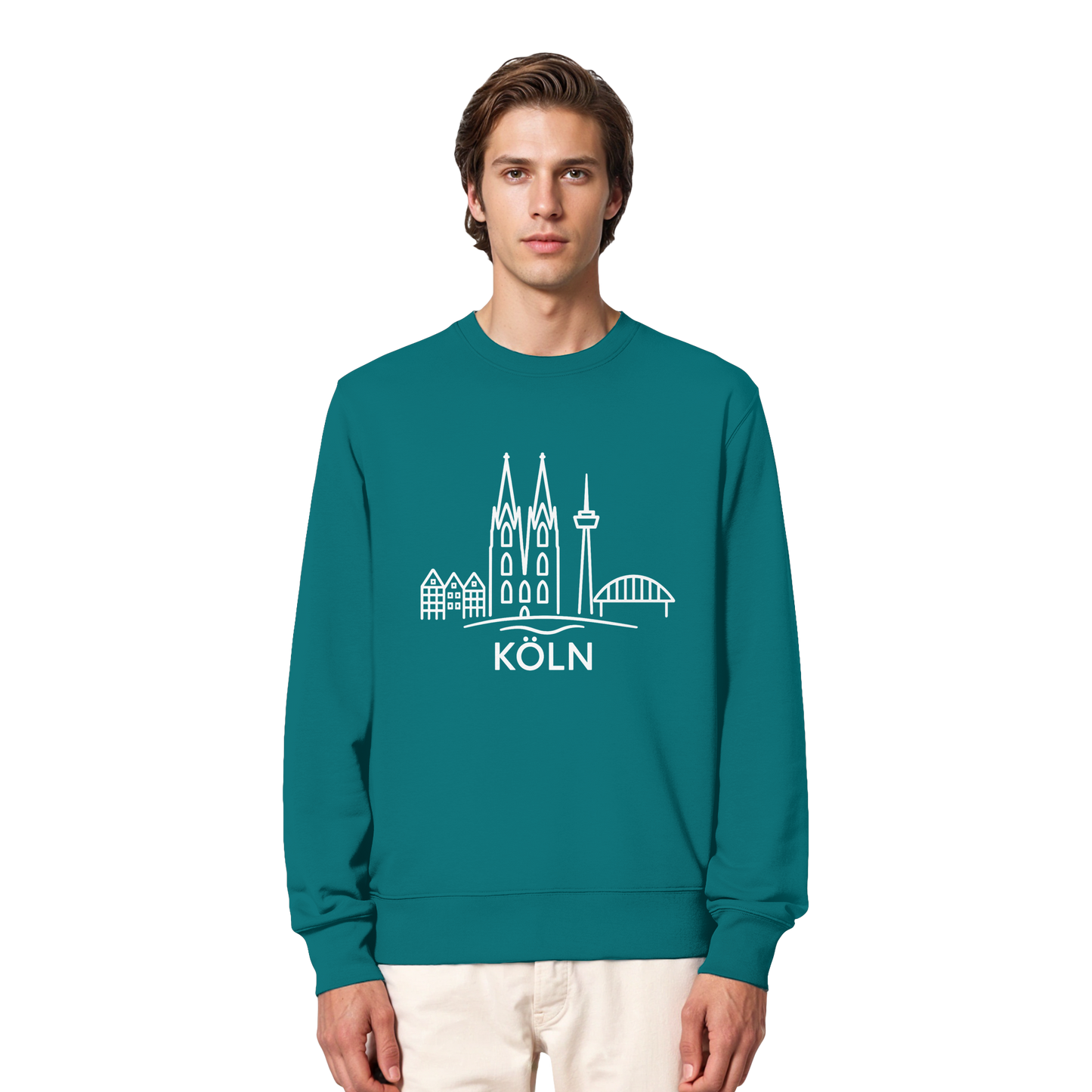 Köln Skyline (großer Druck auf der Brust) - Organic Lightweight Sweatshirt