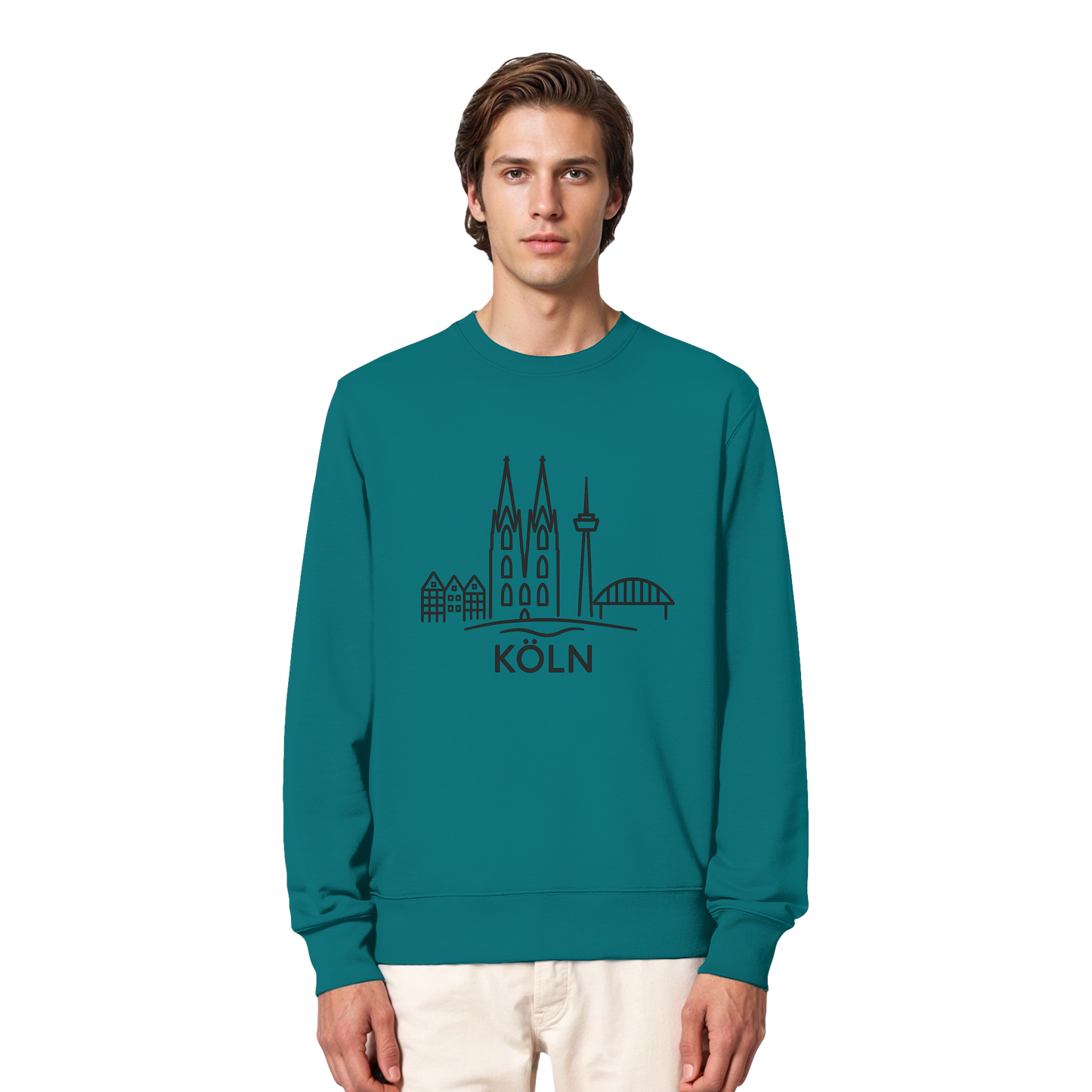 Köln Skyline (großer Druck auf der Brust) - Organic Lightweight Sweatshirt