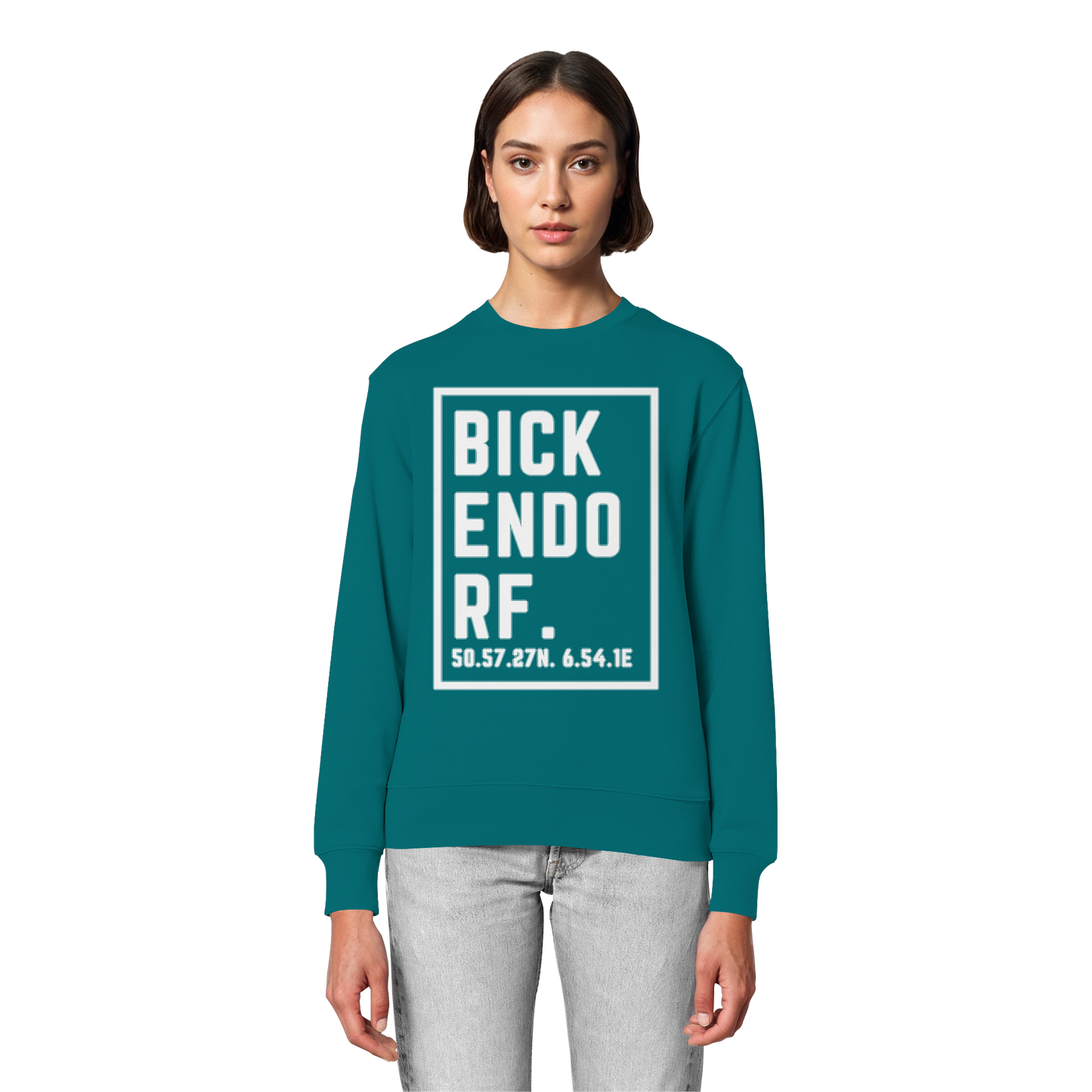 Bickendorf Koordinaten (großer Druck auf der Brust) - Organic Lightweight Sweatshirt
