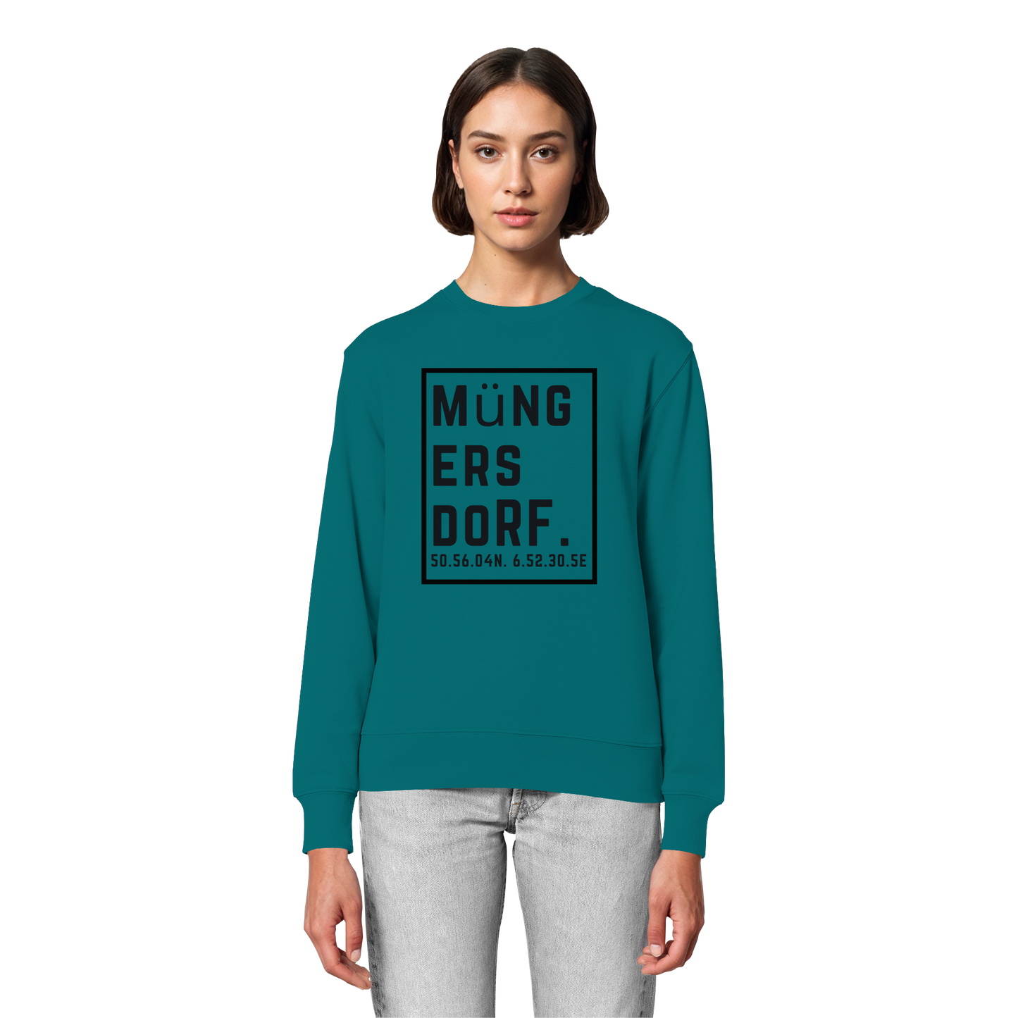 Müngersdorf Koordinaten (großer Druck auf der Brust) - Organic Lightweight Sweatshirt