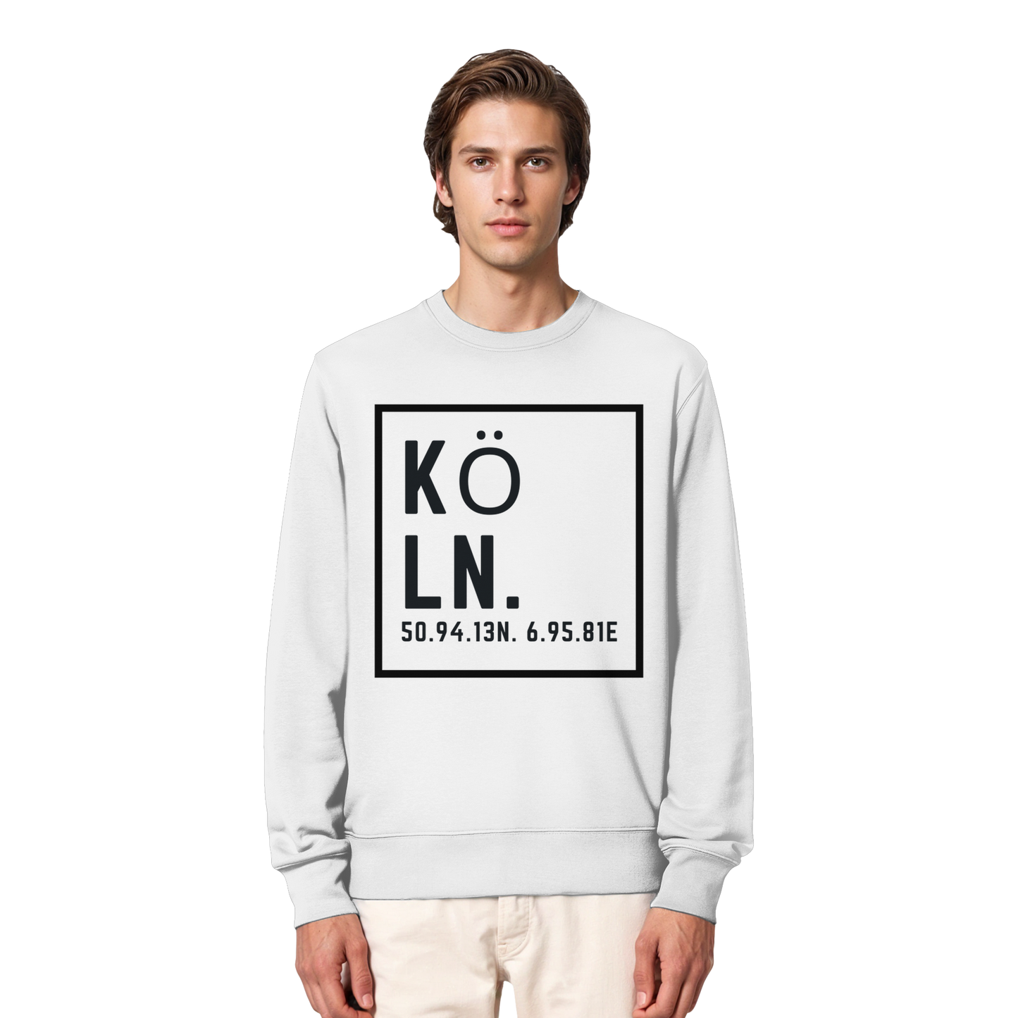 Köln Koordinaten (großer Druck auf der Brust) - Organic Lightweight Sweatshirt