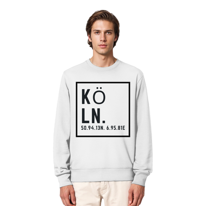 Köln Koordinaten (großer Druck auf der Brust) - Organic Lightweight Sweatshirt