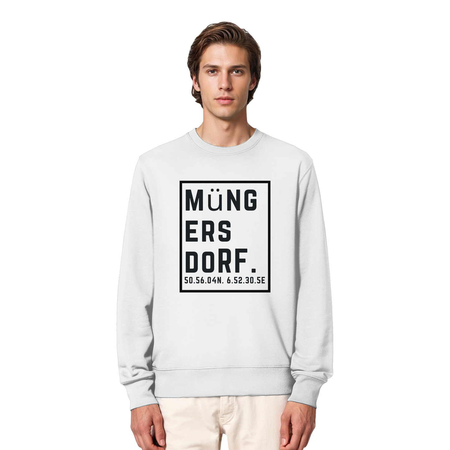 Müngersdorf Koordinaten (großer Druck auf der Brust) - Organic Lightweight Sweatshirt