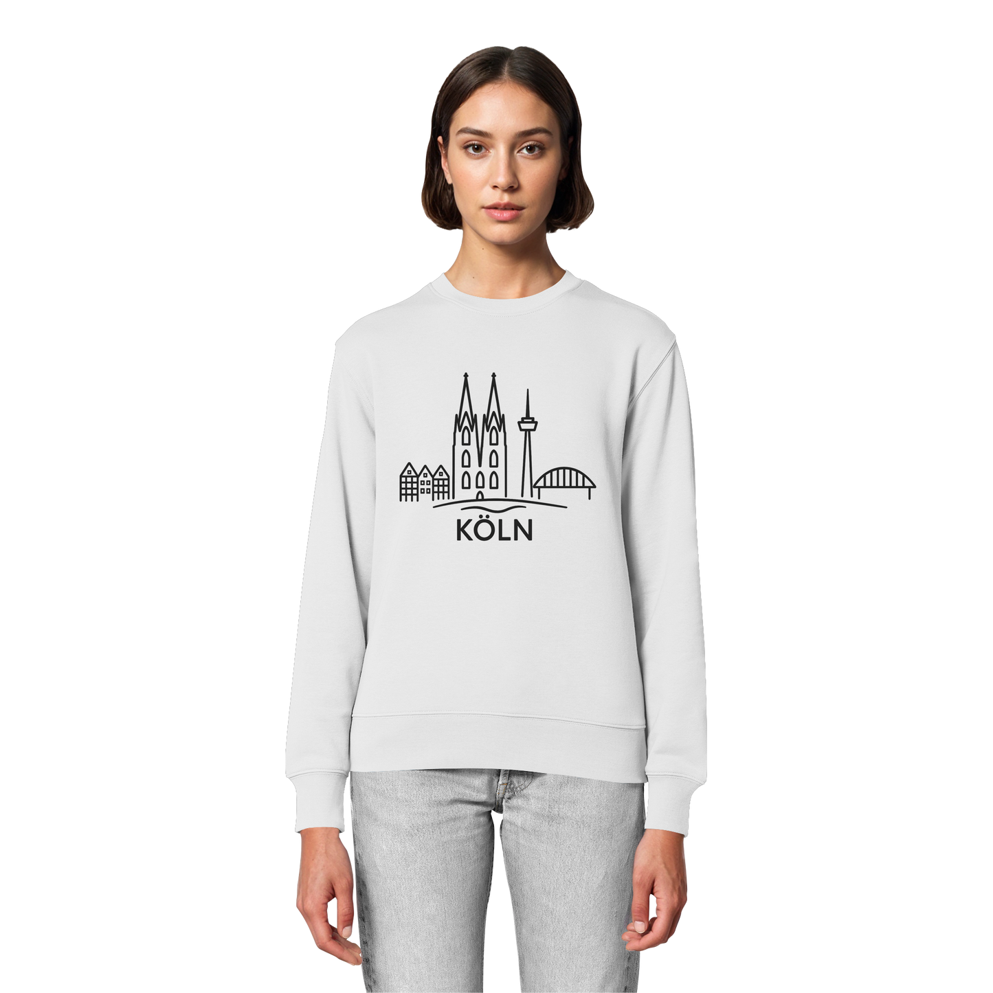 Köln Skyline (großer Druck auf der Brust) - Organic Lightweight Sweatshirt