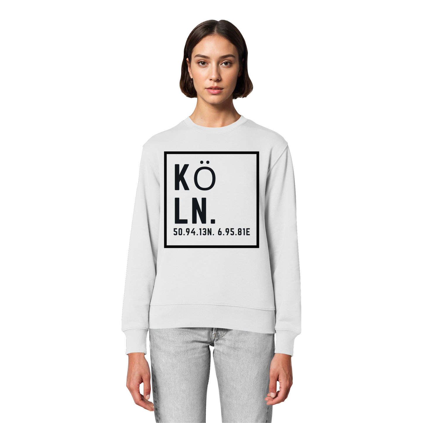 Köln Koordinaten (großer Druck auf der Brust) - Organic Lightweight Sweatshirt