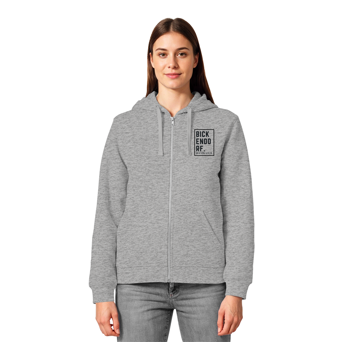 Bickendorf Koordinaten (kleiner Druck auf der Brust) - Organic Lightweight Zipper