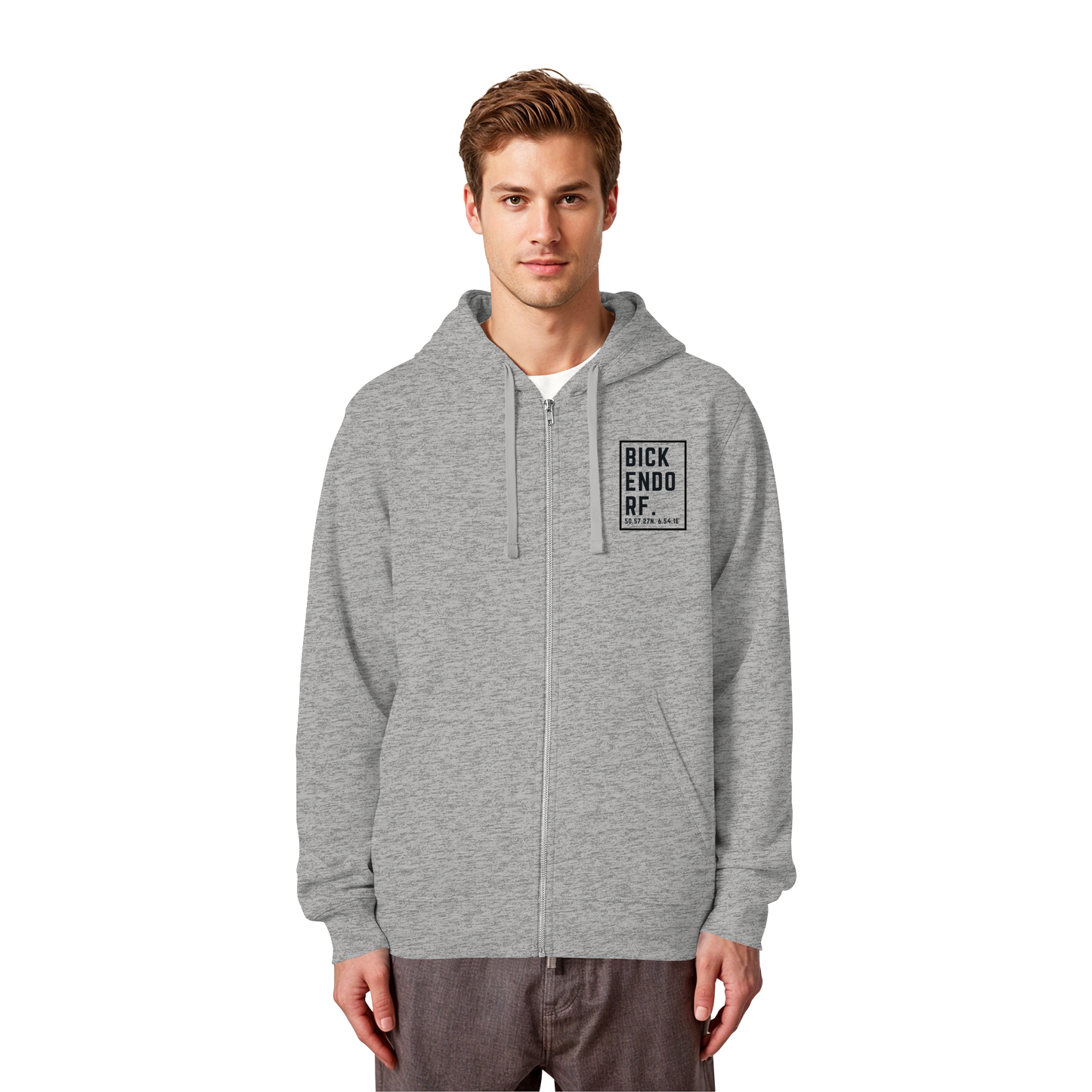 Bickendorf Koordinaten (kleiner Druck auf der Brust) - Organic Lightweight Zipper