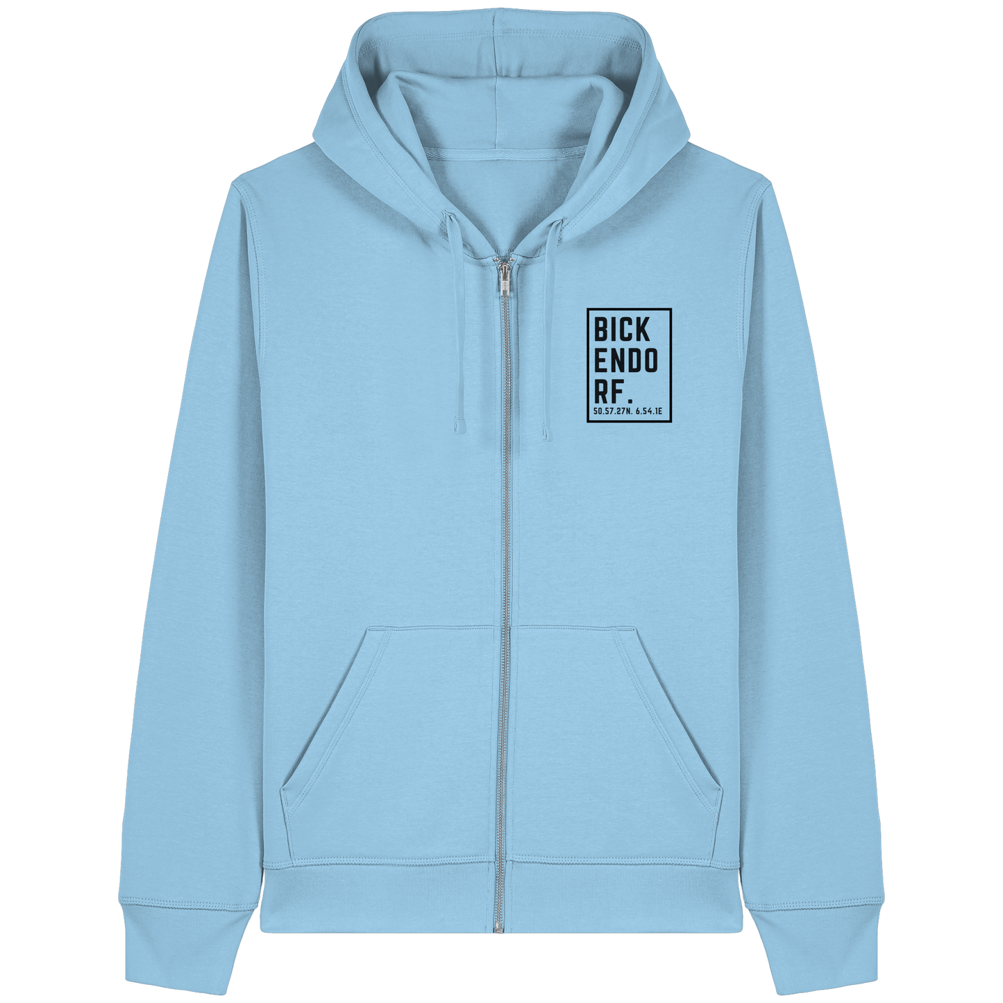Bickendorf Koordinaten (kleiner Druck auf der Brust) - Organic Lightweight Zipper