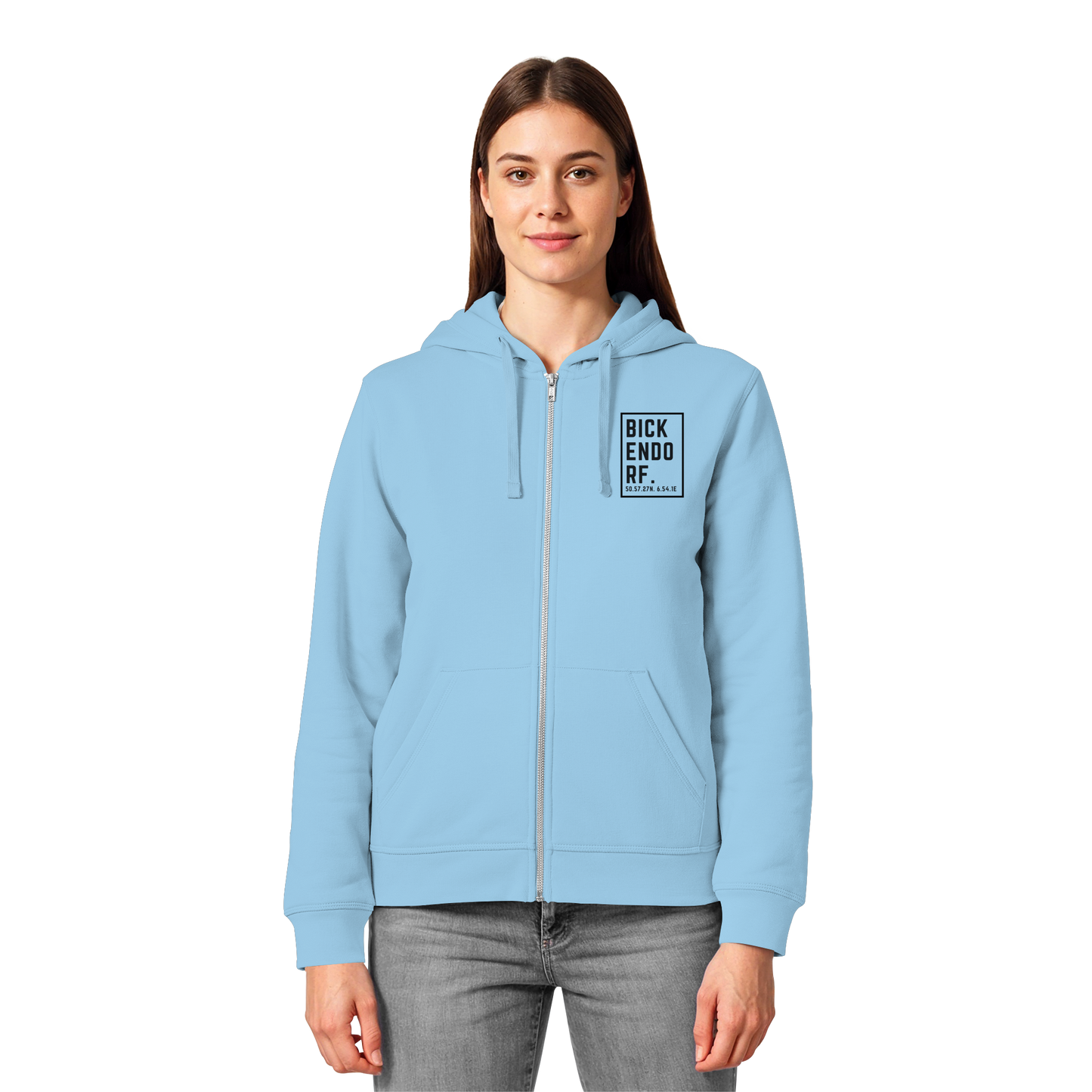 Bickendorf Koordinaten (kleiner Druck auf der Brust) - Organic Lightweight Zipper